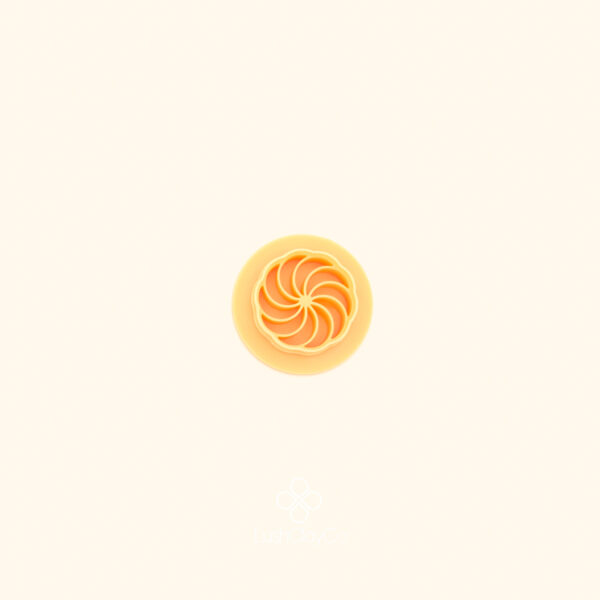 Çarkıfelek Ottoman Spiral Petal Cutter Çarkıfelek polymer clay cutter showing small circular outer form with curved radiating petal arms creating a continuous spinning composition