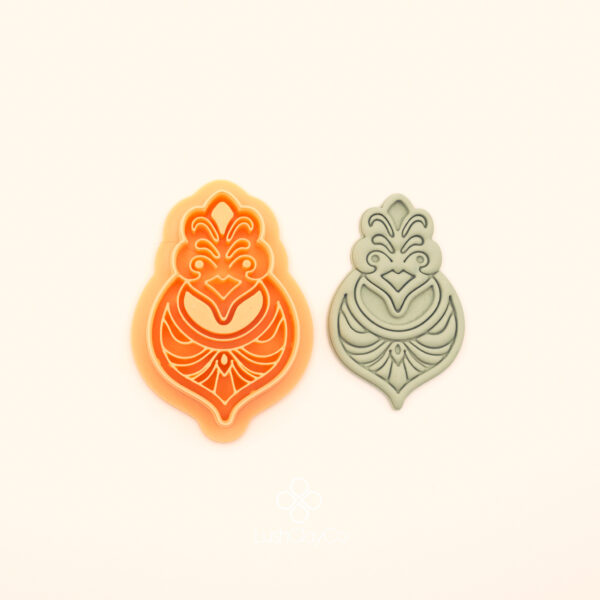 Pervane hatayi polymer clay cutter showing teardrop outer form with three part crown, curved wing detail and radiating fan palmet at base
