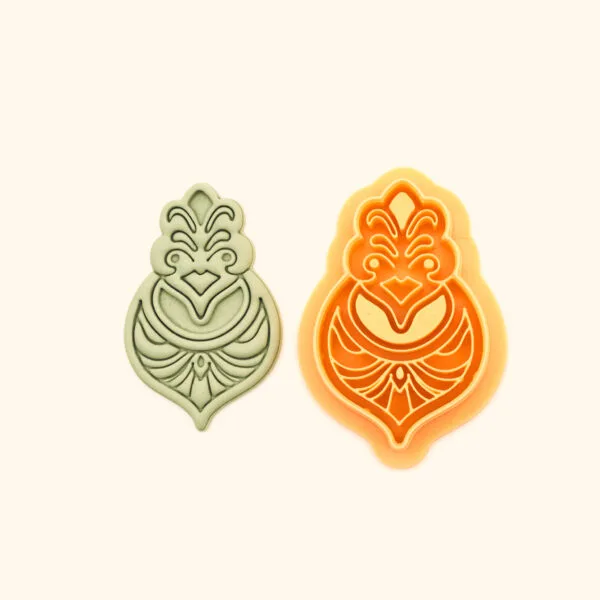 Pervane hatayi polymer clay cutter showing teardrop outer form with three part crown, curved wing detail and radiating fan palmet at base
